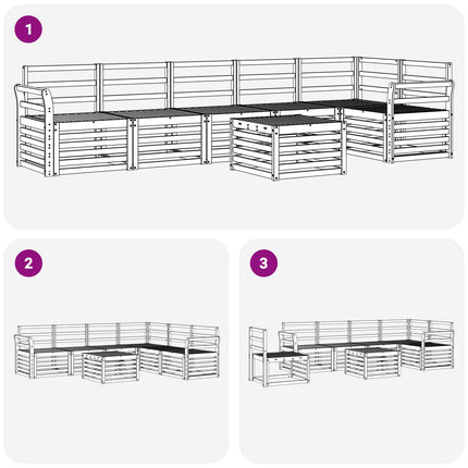 Utomhussoffset 7 pcs Vit 59 x 59 x 37 cm Massivt Akaciaträ