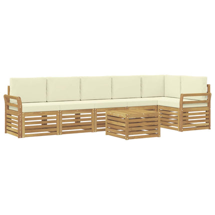 Utomhussoffset 7 pcs Vit och grädde 59 x 59 x 37 cm Polyester