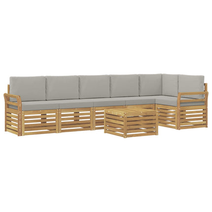 Utomhussoffset 7 pcs Vit och ljusgrå 59 x 59 x 37 cm Polyester