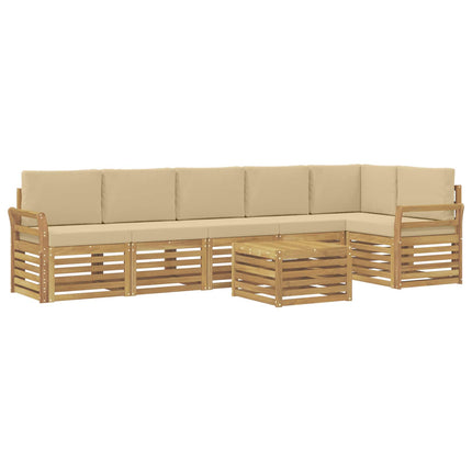 Utomhussoffset 7 pcs Vit och Beige 59 x 59 x 37 cm Polyester