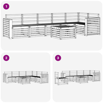 Utomhussoffset 7 pcs Vit 59 x 59 x 37 cm Massivt Akaciaträ