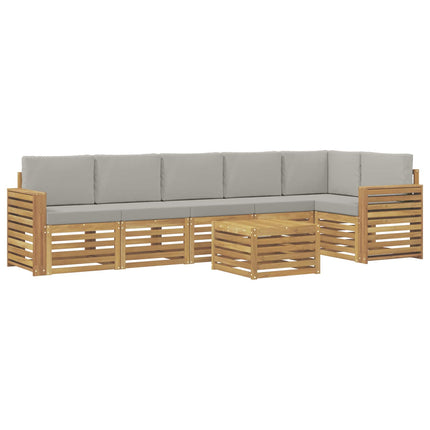 Utomhussoffset 7 pcs Vit och ljusgrå 59 x 59 x 37 cm Polyester