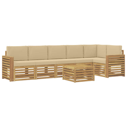 Utomhussoffset 7 pcs Vit och Beige 59 x 59 x 37 cm Polyester