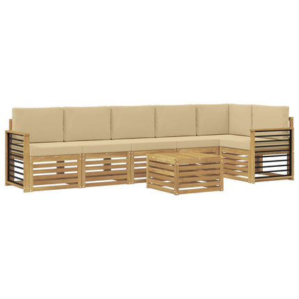 Utomhussoffset 7 pcs Vit och Beige 59 x 59 x 37 cm Polyester
