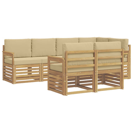 Utomhussoffset 7 pcs Vit och Beige 247 x 128,5 x 73 cm