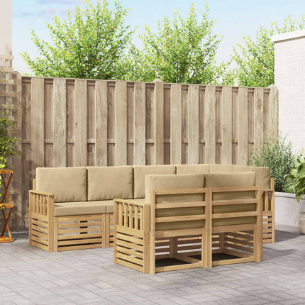 Utomhussoffset 7 pcs Vit och Beige 247 x 128,5 x 73 cm