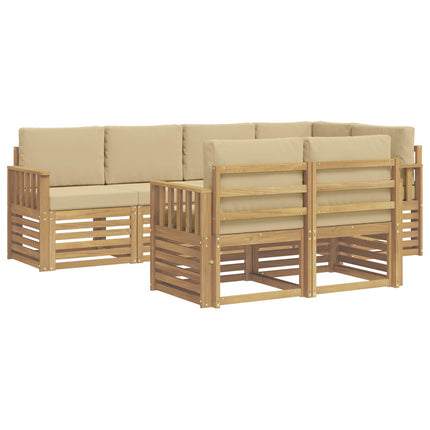Utomhussoffset 7 pcs Vit och Beige 247 x 128,5 x 73 cm