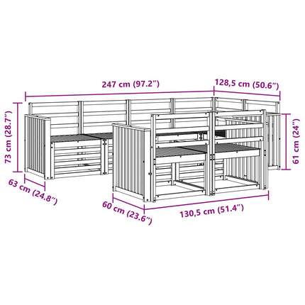 Utomhussoffset 7 pcs Vit 247 x 128,5 x 73 cm Massivt Akaciaträ