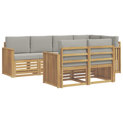 Utomhussoffset 7 pcs Vit och ljusgrå 247 x 128,5 x 73 cm