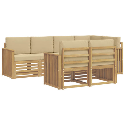 Utomhussoffset 7 pcs Vit och Beige 247 x 128,5 x 73 cm
