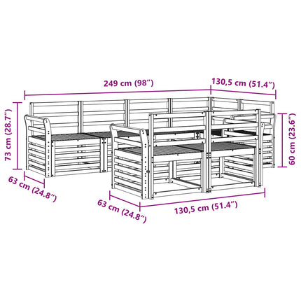 Utomhussoffset 7 pcs Vit 249 x 130,5 x 73 cm Massivt Akaciaträ