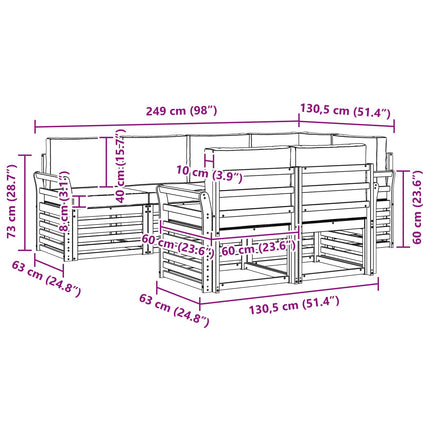 Utomhussoffset 7 pcs Vit och grädde 249 x 130,5 x 73 cm