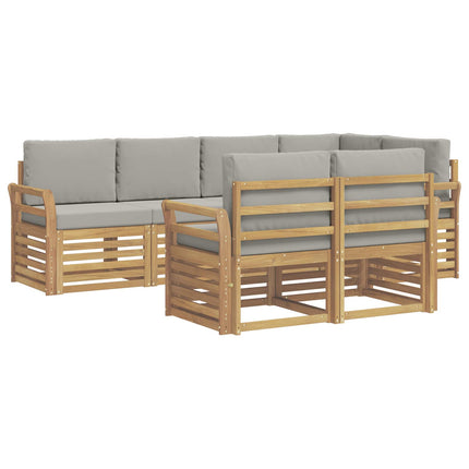 Utomhussoffset 7 pcs Vit och ljusgrå 249 x 130,5 x 73 cm