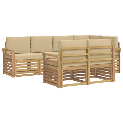 Utomhussoffset 7 pcs Vit och Beige 249 x 130,5 x 73 cm