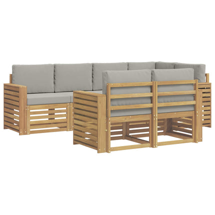 Utomhussoffset 7 pcs Vit och ljusgrå 251 x 132,5 x 73 cm