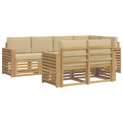 Utomhussoffset 7 pcs Vit och Beige 251 x 132,5 x 73 cm