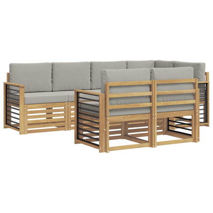Utomhussoffset 7 pcs Vit och ljusgrå 247 x 128,5 x 73 cm