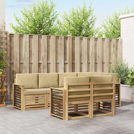 Utomhussoffset 7 pcs Vit och Beige 247 x 128,5 x 73 cm