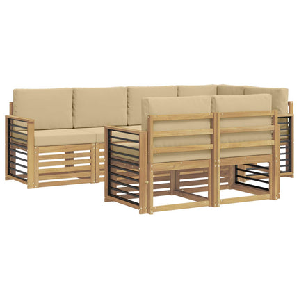 Utomhussoffset 7 st Vit och Beige Polyester
