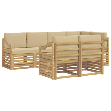 Utomhussoffset 7 pcs Vit och Beige 245 x 126,5 x 73 cm