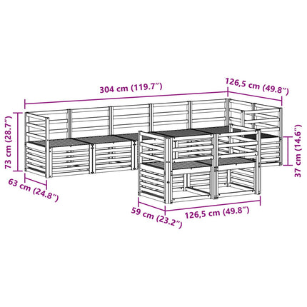 Utomhussoffset 8 pcs Vit 304 x 126,5 x 73 cm Massivt Akaciaträ
