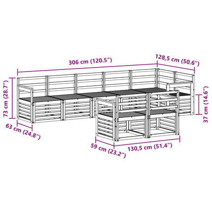 Utomhussoffset 8 pcs Vit 306 x 128,5 x 73 cm Massivt Akaciaträ