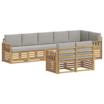 Utomhussoffset 8 pcs Vit och ljusgrå 306 x 128,5 x 73 cm