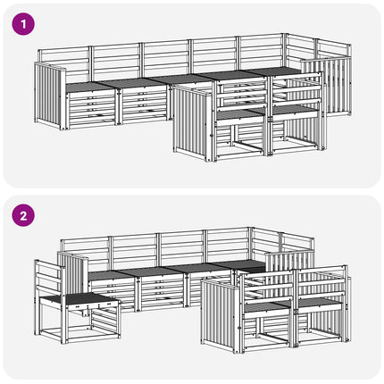 Utomhussoffset 8 pcs Vit 306 x 128,5 x 73 cm Massivt Akaciaträ