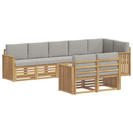 Utomhussoffset 8 pcs Vit och ljusgrå 306 x 128,5 x 73 cm