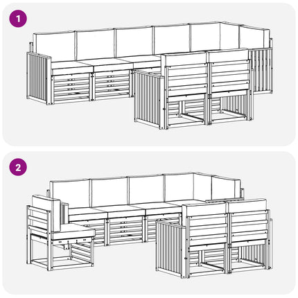 Utomhussoffset 8 pcs Vit och ljusgrå 306 x 128,5 x 73 cm