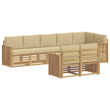 Utomhussoffset 8 pcs Vit och Beige 306 x 128,5 x 73 cm