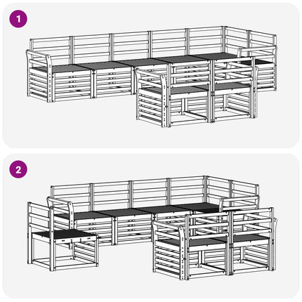 Utomhussoffset 8 pcs Vit 308 x 130,5 x 73 cm Massivt Akaciaträ
