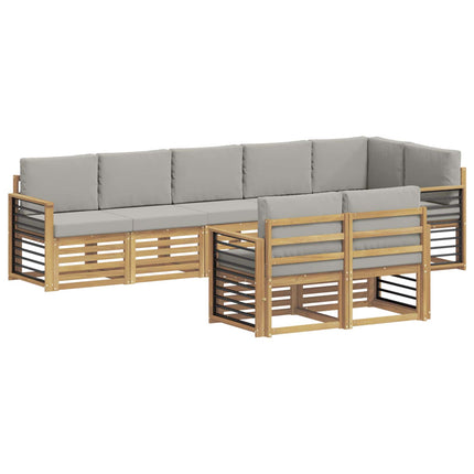 Utomhussoffset 8 pcs Vit och ljusgrå 306 x 128,5 x 73 cm