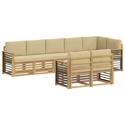 Utomhussoffset 8 pcs Vit och Beige 306 x 128,5 x 73 cm