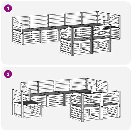 Utomhussoffset 8 pcs Vit 304 x 126,5 x 73 cm Massivt Akaciaträ