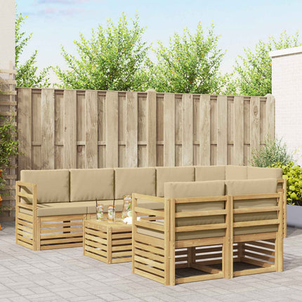 Utomhussoffset 9 pcs Vit och Beige 59 x 59 x 37 cm Polyester
