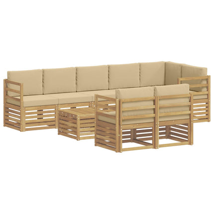 Utomhussoffset 9 pcs Vit och Beige 59 x 59 x 37 cm Polyester