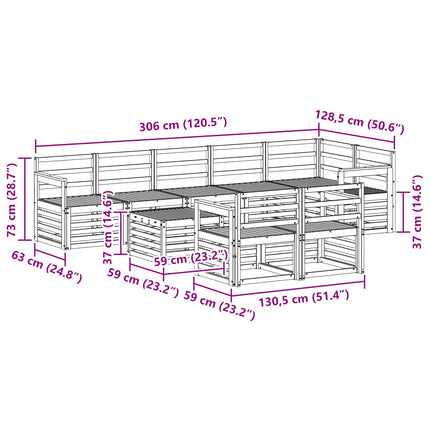 Utomhussoffset 9 pcs Vit 59 x 59 x 37 cm Massivt Akaciaträ