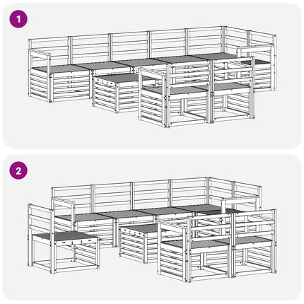 Utomhussoffset 9 pcs Vit 59 x 59 x 37 cm Massivt Akaciaträ