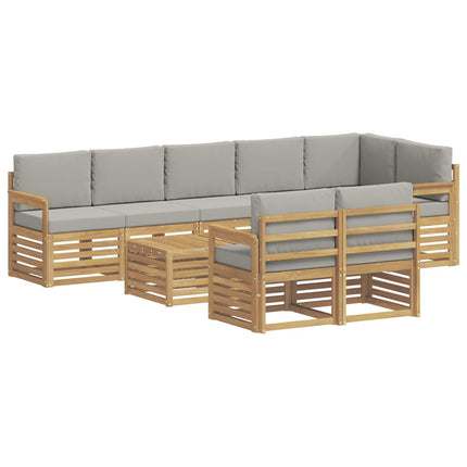 Utomhussoffset 8 pcs Vit och ljusgrå 59 x 59 x 37 cm Polyester