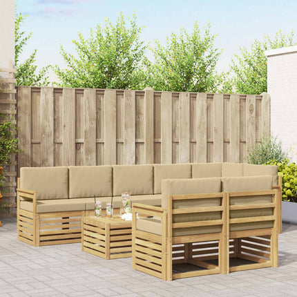 Utomhussoffset 8 pcs Vit och Beige 59 x 59 x 37 cm Polyester