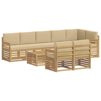 Utomhussoffset 8 pcs Vit och Beige 59 x 59 x 37 cm Polyester