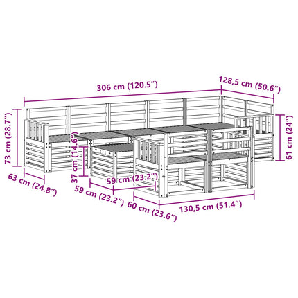 Utomhussoffset 9 pcs Vit 59 x 59 x 37 cm Massivt Akaciaträ
