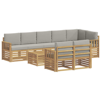 Utomhussoffset 8 pcs Vit och ljusgrå 59 x 59 x 37 cm Polyester