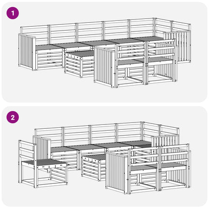 Utomhussoffset 9 pcs Vit 59 x 59 x 37 cm Massivt Akaciaträ