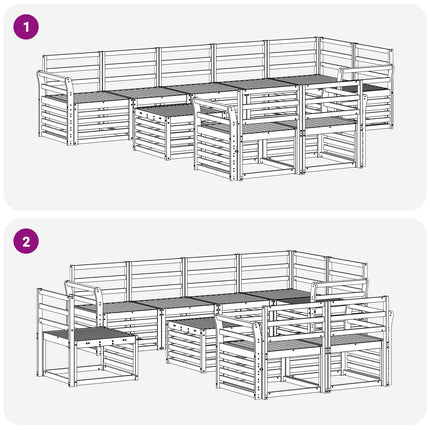 Utomhussoffset 9 pcs Vit 59 x 59 x 37 cm Massivt Akaciaträ