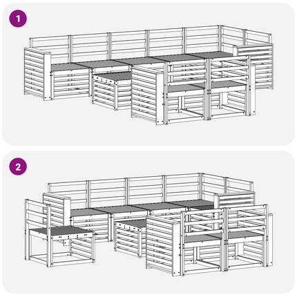 Utomhussoffset 9 pcs Vit 59 x 59 x 37 cm Massivt Akaciaträ
