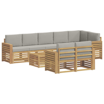 Utomhussoffset 9 pcs Vit och ljusgrå 59 x 59 x 37 cm Polyester
