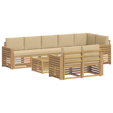 Utomhussoffset 9 pcs Vit och Beige 59 x 59 x 37 cm Polyester