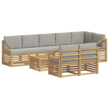 Utomhussoffset 9 pcs Vit och ljusgrå 59 x 59 x 37 cm Polyester
